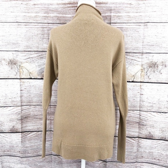 Aritzia Wilfred Tan Cyprie 100% Merino Wool Rolled Mock Neck Sweater Size S - Picture 4 of 9